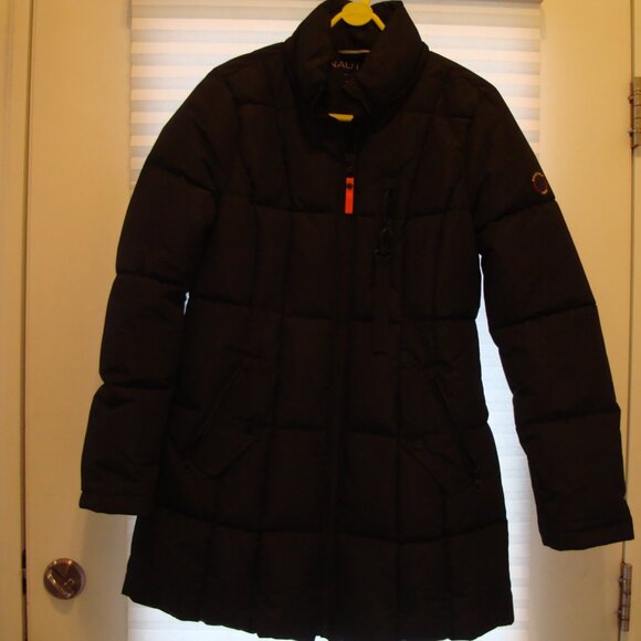 Nautica Puffer Jacket Women S Black Faux Fur Trim Hooded RN 94468 BARLEY USED! - Picture 12 of 12